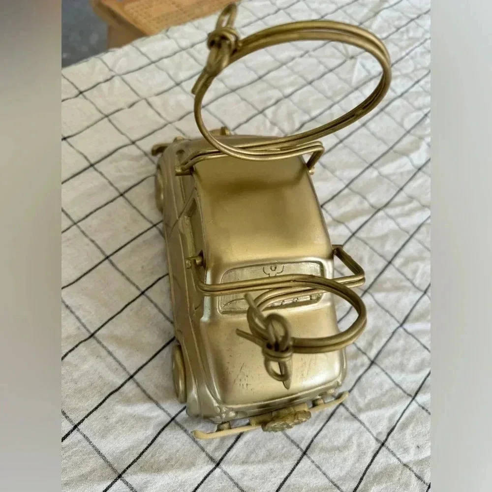 Anthropologie Brass wine bottle holder home decor bar cart bows car gift gold